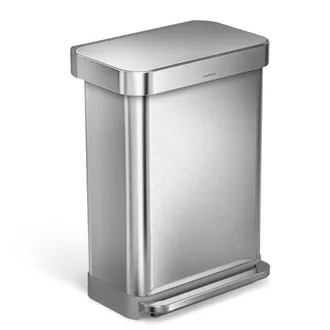 Simplehuman 55L rectangular step can with liner pocket in Brushed at Nordstrom