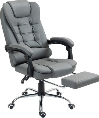 HOMCOM Executive Office Chair PU Leather Swivel Chair with Footrest Grey