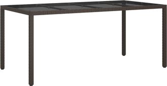 vidaXL Vidaxl - Mesa Jard&iacute;n Vidrio Templado Rat&aacute;n Sint&eacute;tico Marr&oacute;n 190x90x75 Cm