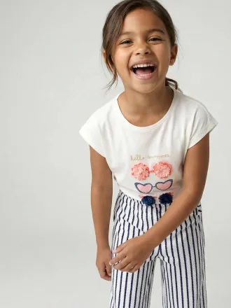 Vertbaudet M&auml;dchen T-Shirt mit Tierprint wollwei&szlig;