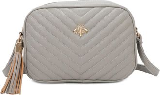 Generic Womens Chevron Quilted Crossbody Bag, Bee Embellishment Messenger Bag (L.Grey)