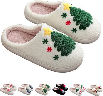 Generic Fluffy Slippers Women Men Novelty Cute Christmas Slippers,Comfy Warm Lightweight Breathable Anti-Slip House Shoes for Indoor and Outdoor (D-4, 5-6)