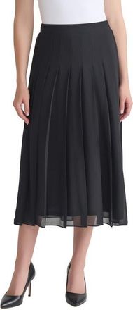 Kasper Pleated Front Midi Skirt in Black at Nordstrom, Size Medium P