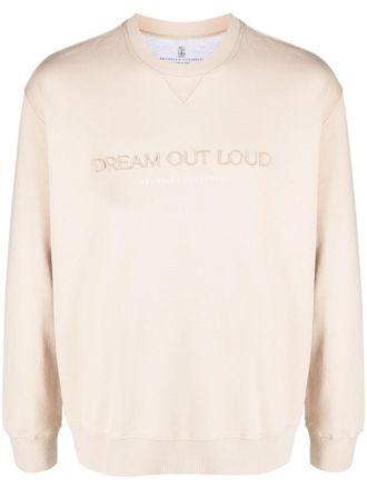 Brunello Cucinelli embroidered slogan-design sweatshirt - Neutrals