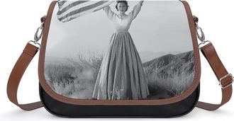 Generic Proud Woman Holding U.S. Flag Small Womens Crossbody Bags Shoulder Handbag with Adjustable Strap for Travel