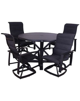 Courtyard Casual Creative Outdoor Products Courtyard Casual Santorini Black Aluminum 5Pc Motion Dining Set