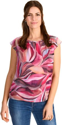 Hermann Lange Mesh-Top, Damen, Gr. 36, pink (pink, fuchsia), Web, Obermaterial: 100% Polyester, HERMANN LANGE COLLECTION, bedruckt, taillenlang, U-Boot-Ausschnitt, 