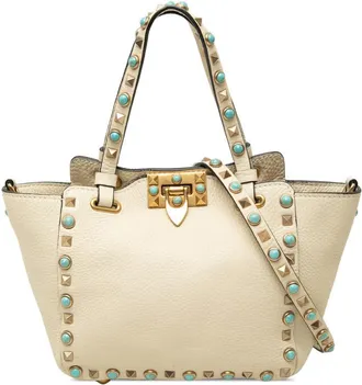 Valentino Pre-owned Valentino Mini Grained Calfskin Rockstud Rolling Trapeze Satchel Ladies KRZUU505ERRKGOET