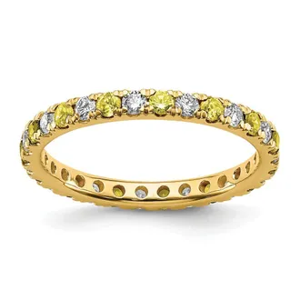 Diamond2Deal 14k Yellow Gold Lab Grown Diamond & Yellow Sapphire Eternity Wedding Band Ring 1/2Ct Clarity- VS Color- G-H