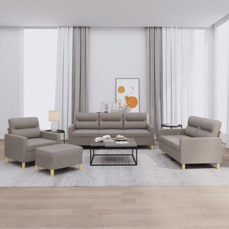 vidaXL Juego De Sof&aacute;s Con Cojines 4 Piezas Tela Gris Taupe Vidaxl