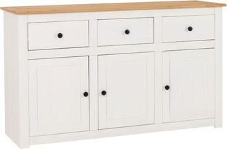 Seconique PANAMA 3 DOOR 3 DRAWER SIDEBOARD - WHITE/NATURAL WAX - SECONIQUE | TJ Hughes White