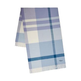 Mulberry Winter Scarves, female, Blue, ONE SIZE, Check Merino Wool Scarf Blue & White
