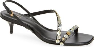 Reformation Shoshana Sandal in Black Leather Shell Buttons at Nordstrom, Size 10.5