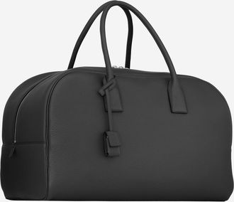 Saint Laurent Mens Hammered Leather Duffle Bowling Bag Black Calfskin Shoulder