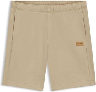 HUGO BOSS Regular-fit shorts in cotton with suede logo badge