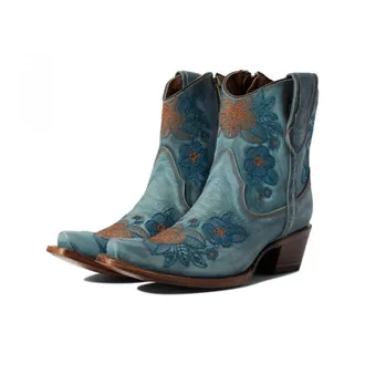 Corral Boots L5874 WomensB Blue Leather Embroidered Snip Toe Western HAM768