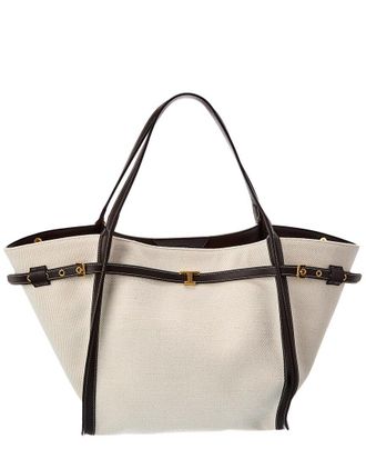 Tod's Tods Logo Medium Canvas & Leather Tote