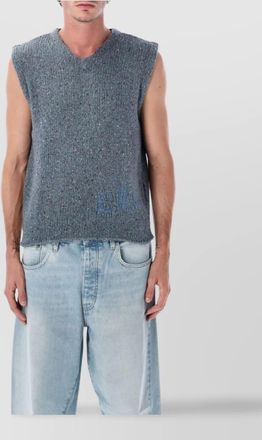 ERL sleeveless v neck knit vest with texture