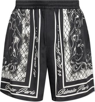 Balmain Printed Foulard Pyjama Shorts - Heren - Korte Broeken - Zwart - L - Korte Broeken