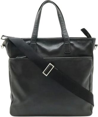 Prada Pre-owned Tote Bags, male, Black, Size: ONE SIZE Pre-owned Leather Tote Bag 2Vg033