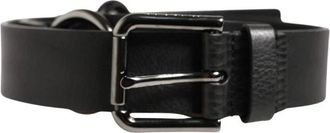 Dolce & Gabbana Leren Riem met Zilveren Ketting - Heren - Riemen - Zwart - ONE Size - Leer - Accessoires