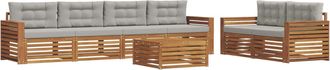 vidaXL Conjunto De Sof&aacute;s De Exterior 7 Uds. Natural Y Gris Claro Vidaxl