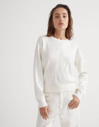Brunello Cucinelli White Wool Silk Sweater, Size Medium