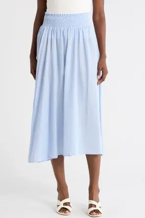 Renee C Smocked Waist Midi Skirt in Light Blue at Nordstrom Rack, Size X-Small