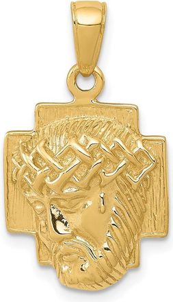 Diamond2Deal 14k Yellow Gold Polished Small Jesus Head With Crown Pendant