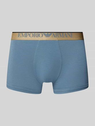 Emporio Armani Trunks mit elastischem Logo-Bund in Bleu, Gr&ouml;&szlig;e S