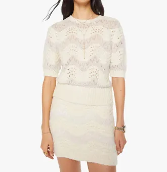 Mother Powder Puff Short Sleeve Sweater In Nouvelle Vague