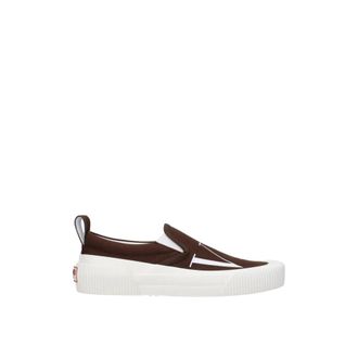 Valentino Garavani Schoenen, Heren, Bruin, 40 EU, Bruine Stoffen Slip-On Loafer met Logos