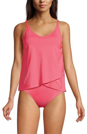 Lands End Tulip Hem Tankini Top in Dark Coral at Nordstrom, Size X-Small