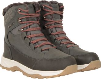 Mountain Warehouse Tundra Womens Snow Boots Sherpa Fleece Lined Waterproof Winter Shoes Khaki - Size UK 7