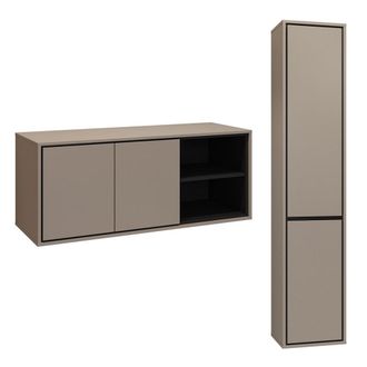 Petits Meubles Conjunto mueble bajo lavabo 120 cm paneles laminados topo