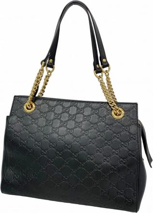 Gucci Black Leather Tote Bag (Pre-Owned)