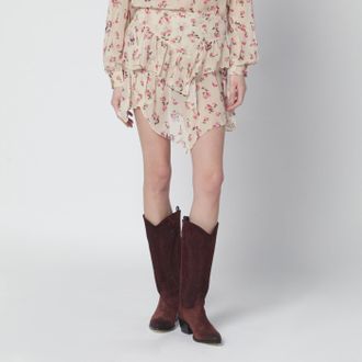 Isabel Marant Lolita Beige Mini Skirt With Floral Print