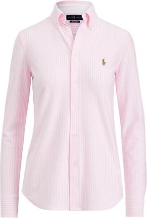 Polo Ralph Lauren Gestreept Gebreid Oxford Overhemd - Dames - Overhemden - Roze - XS - Katoen - Overhemden