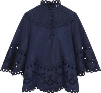 Zimmermann Top Mahon in denim broderie - - Blouses & Shirts - Donna - Blu - M
