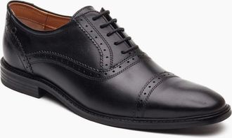 base Mens Ascot Toe Cap Mens Oxford Shoes - Black - Size: 10