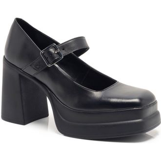 Free People Marais Platform Mary Jane Pump in Black Leather at Nordstrom, Size 10