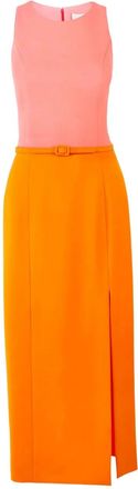 Carolina Herrera Midi-jurk met colourblocking en ceintuur - Oranje