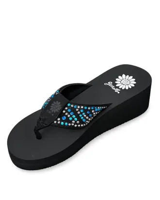 Yellow Box Womens Trisha Flip-Flops In Turquoise
