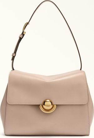 Furla Domus Borsa A Spalla S Cotone G Beige Pelle Di Vitello Varrenne + Camoscio Donna