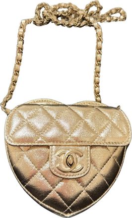 Chanel Gold Quilted Heart Bag