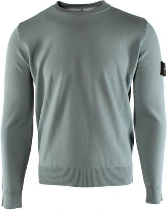 Stone Island Rondgebreide trui - Heren - Ronde hals truien - Blauw - S - Wol - Truien & Vesten