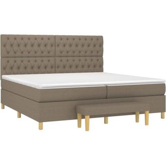 vidaXL Vidaxl - Cama Box Spring Con Colch&oacute;n Tela Gris Taupe 200x200 Cm
