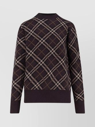 Burberry check pattern cashmere wool crew-neck sweater