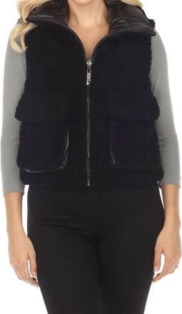 Belle Fare Lodi Faux Shearling Reversible Vest In Black