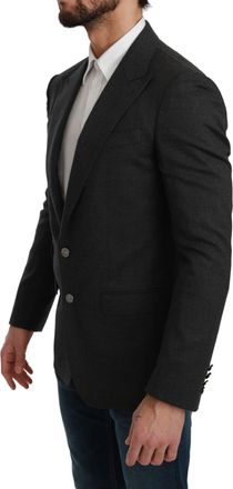 Dolce & Gabbana Mens Gray Napoli Slim Fit Jacket Wool Blazer Nylon Cashmere Elastane Clothing